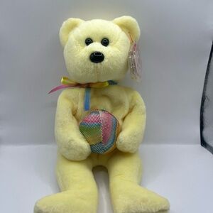 Ty Beanie Baby Eggbeart the Easter Teddy Bear with Colorful Egg